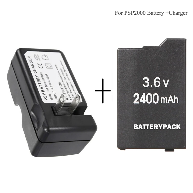 

For Sony PSP2000 PSP3000 Battery Li-Ion Lithium Rechargeable Batteryes 3.6V 2400mAh PSP 2000 PSP 3000 with Charger US/EU Plug