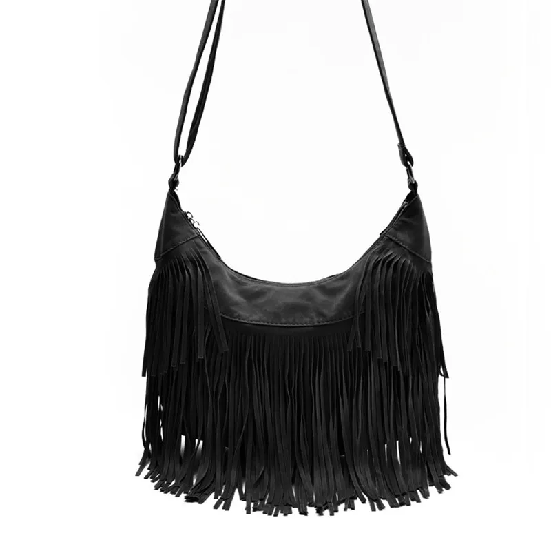 Retro Faux Suede Fringe Women Bag Messenger Bags New Handbag Tassel Shoulder Handbags Gift Free