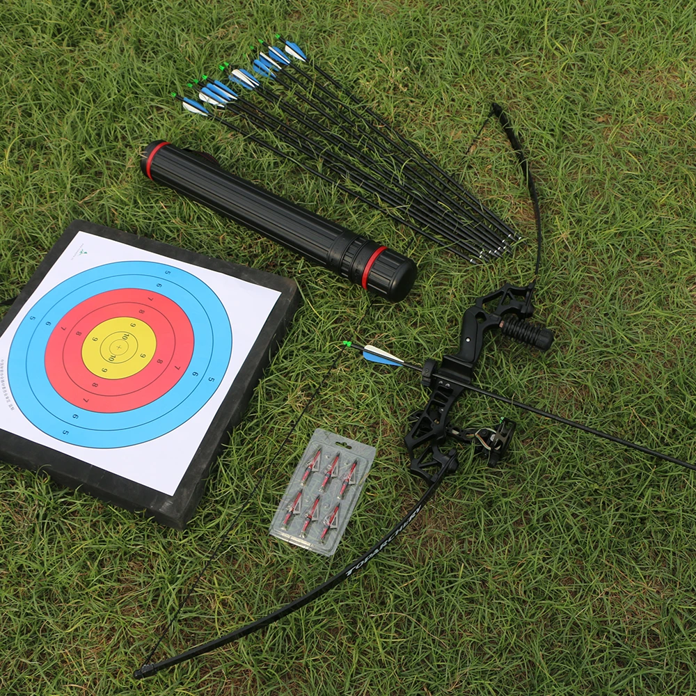الرماية المهنية قوس Recurve القوس انهاء الخدمة قوس الصيد المعادن الناهض 40lbs الحق وسلم في الهواء الطلق الصيد الرماية الصيد