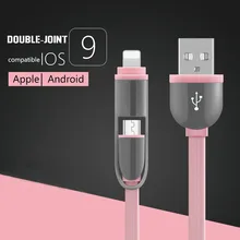 2 in 1 micro usb cable for android charger Converter usb cable for iphone 5 5s iphone 6 s 7 plus ipad air 2 Mobile Phone Cable