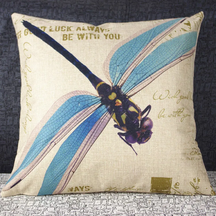 Colorful Dragonfly Oil Painting Cushion Decoration Home Office Car CoverWithout Pillow core | Дом и сад