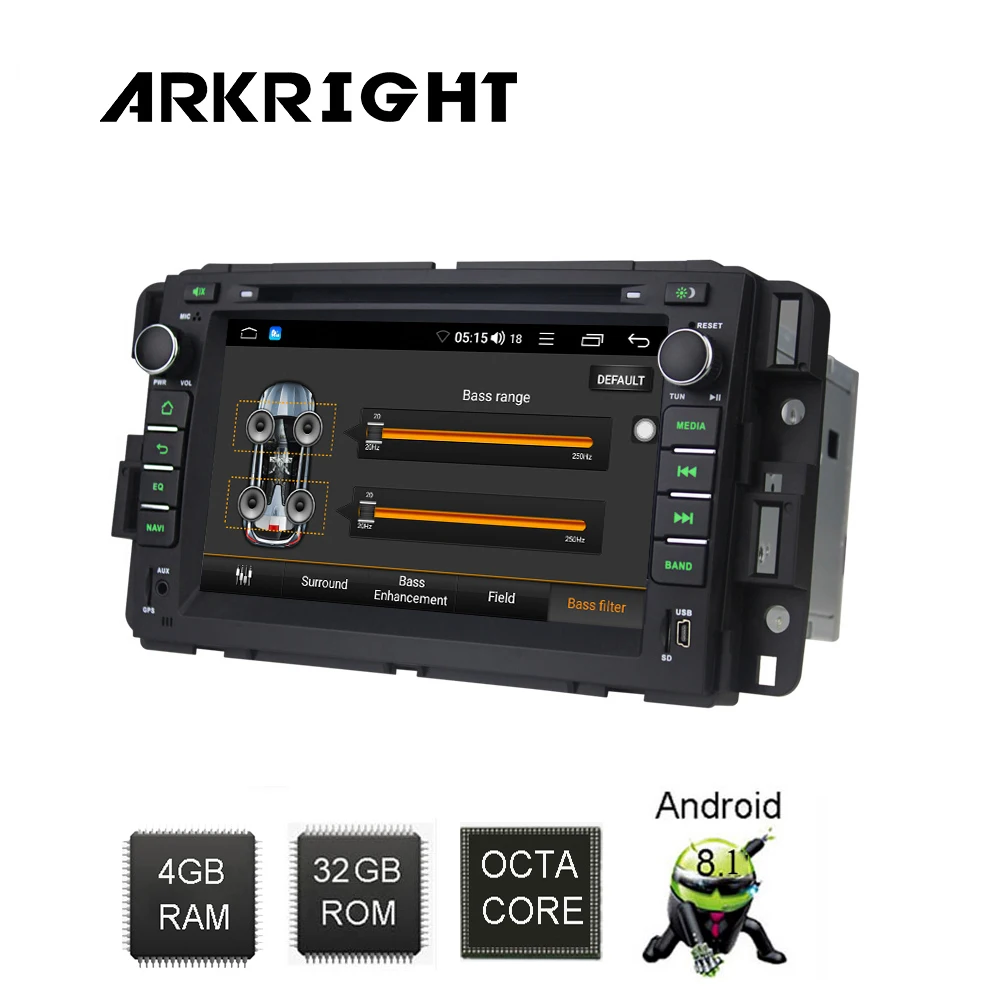 Perfect 7" 4+32GB Android 8.1 Car Radio With DVD slot for Chevrolet Traverse Tahoe Suburban GMC gps Android car multimedia player DSP 1
