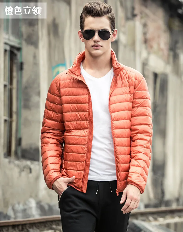 Mens Autumn Jackets Thin Slim Style Gentleman Duck Down Outwear Coats Plus Size 3XL 4XL 5XL Stand Collar Male Short Jackets