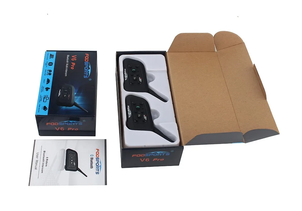 Fodsports 2 шт V6 Pro мотоциклетный шлем Bluetooth гарнитура Интерком 6 всадников 1200 м беспроводной Intercomunicador BT Interphone