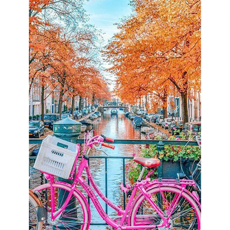 HUACAN Painting With Diamonds Bike 5D Diamond Embroidery Full Display Diamond Mosaic Landscape Picture Of Rhinestone Handmade - 副本