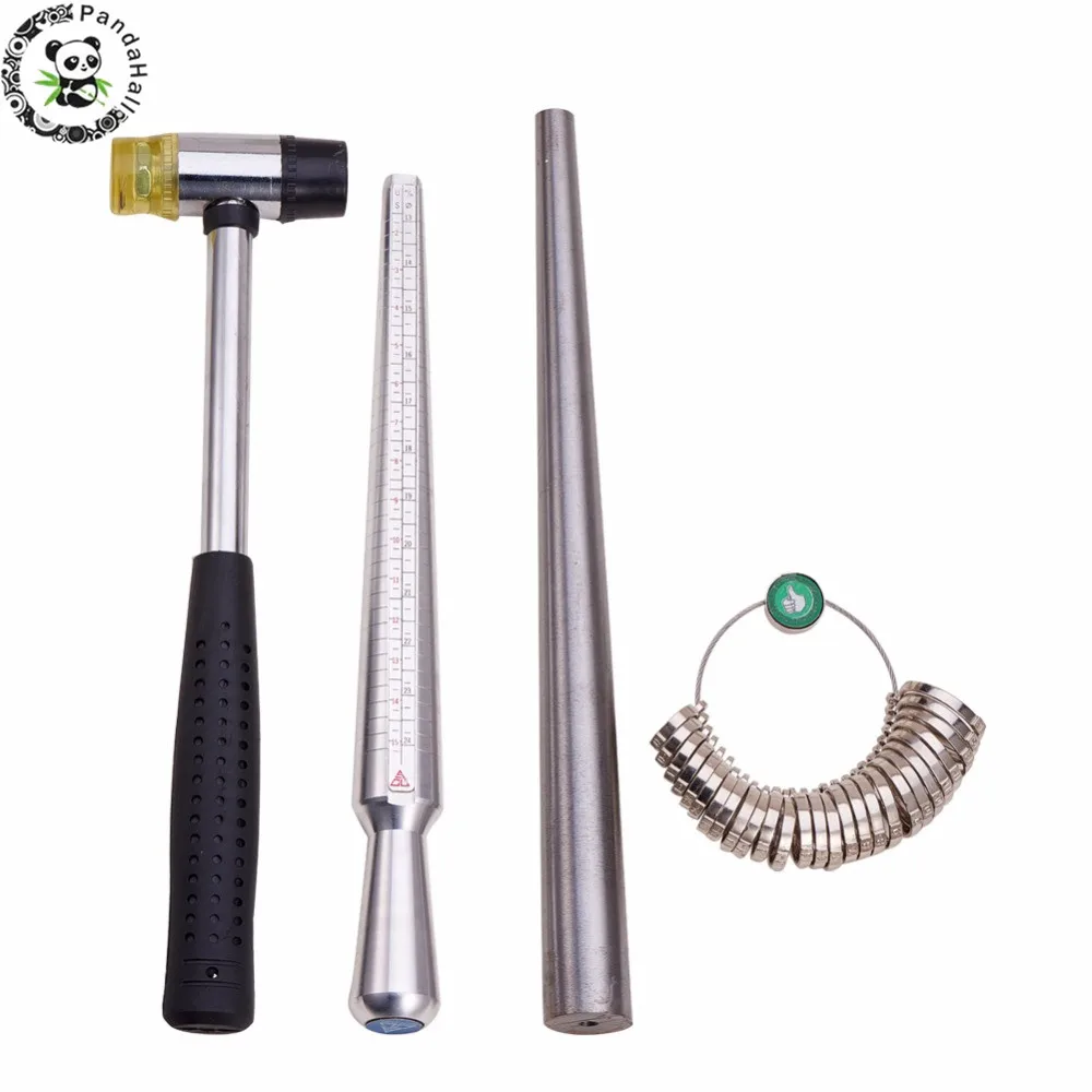 Baratos Herramientas de joyería 4 unids set anillo ampliadora palo mandril manejar martillos anillo Sizer palillo de medición del dedo 25 ~ 28 cm  1,1 cm envío libre