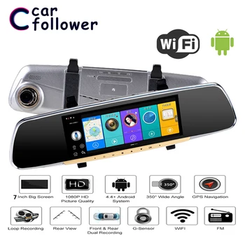 

Allwinner Car DVR 7 Inch ADAS Touch Screen Dash Cam Android Rearview Mirror Dash Camera Dual Lens GPS Navigation Wifi Bluetooth