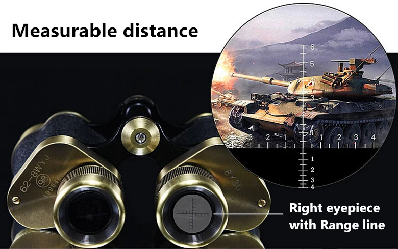 Профессиональный телескоп из чистой меди, Зрительная труба, российский военный бинокль с дальномером, металлический монокуляр, HD ночное видение