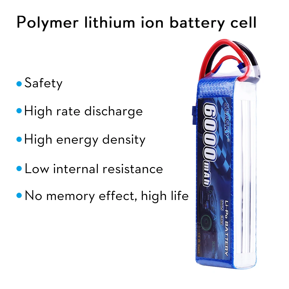 SEASKY 11.1V 6000mAh 3S 60C-120C LiPo Battery with XT60 T Plug for RC DJI F450 Quadcopter RC Helicopter Airplane Hobby Drone FPV