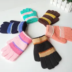 Бесплатная доставка, 6 пар, 6 цветов, шерстяные вязаные детские модные перчатки для зимы, весны, осени, Детские теплые перчатки