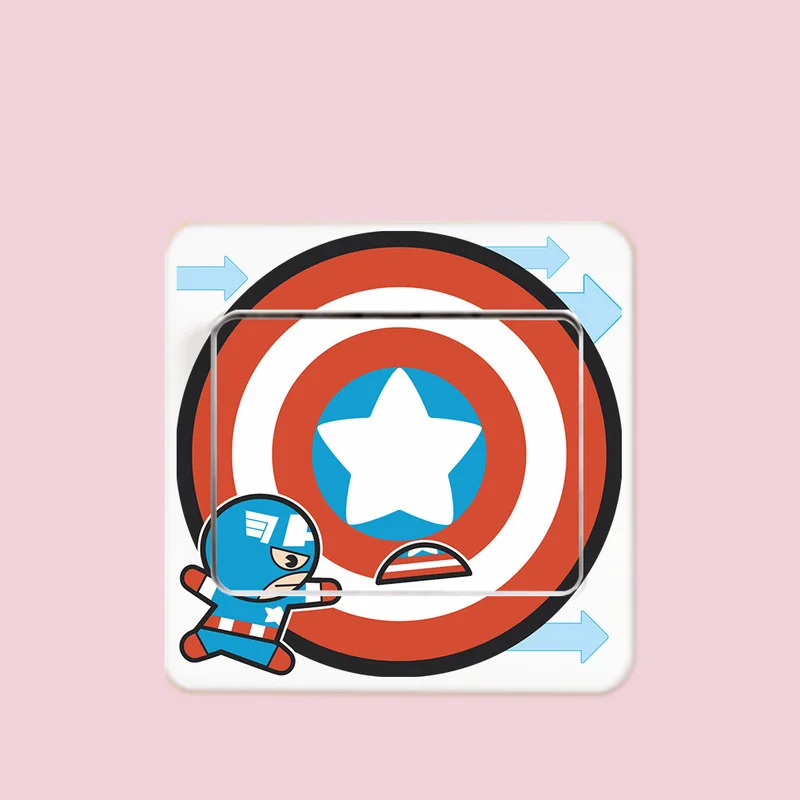 

6pcs/set Avengers Captain America Switch Sticker Decoration Home Wall Sticker Creative Sticker Living Room Children's Room Mural