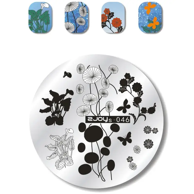 Zjoys ногтей штамповки пластины Мода цветок Прямоугольник животных геометрии лотоса шаблон с бабочкой пластина для стемпинга для нейл-арта 50 Chooise - Цвет: 46