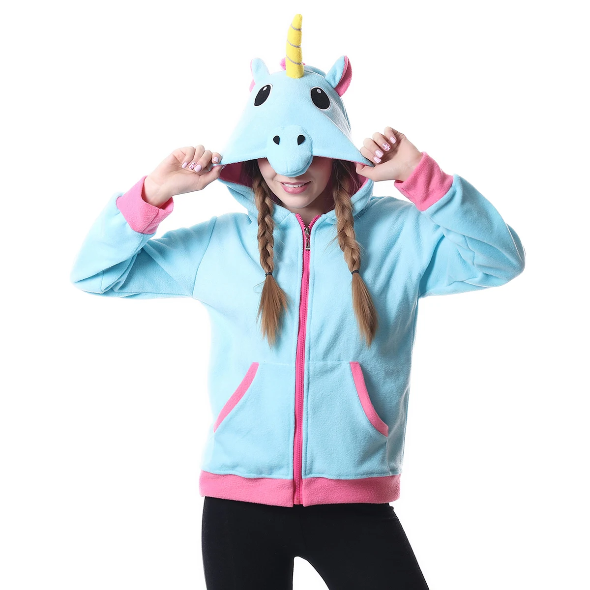 

New Cartoon Unicorn Hoodie Anime Costume Adult Animal Panda Stitch Hooded Sweatshirt Cosplay