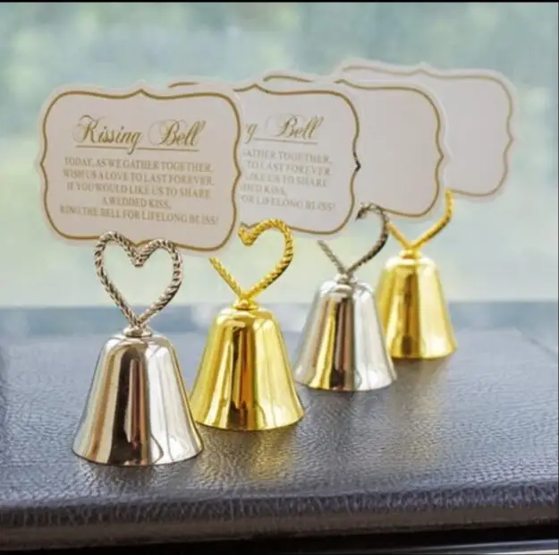 24pcs Gold Silver Heart Bell Place Card Holder Wedding Birthday Party
