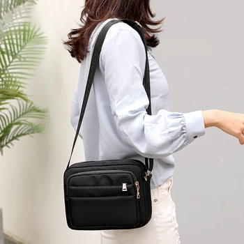 

New Solid Nylon Women Crossbody Bag Multi Pockets Design women bag 2020 Fashion Small Shoulder Bag Purple Black Female Handbags