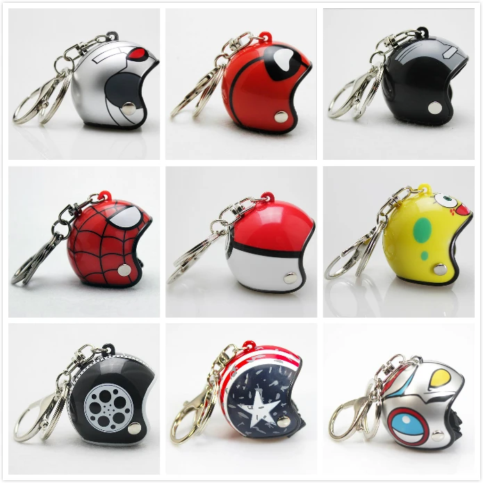Punk Biker Motorcycle Helmet Keychain Pendant Classic Key Ring Casque Movie role Spider-Man Ultraman Hero Car Rings | Украшения и