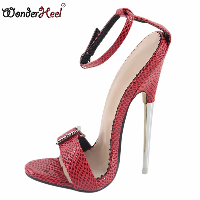 Женские босоножки Wonderheel на очень высоком каблуке 16/18 см пикантные туфли шпильке