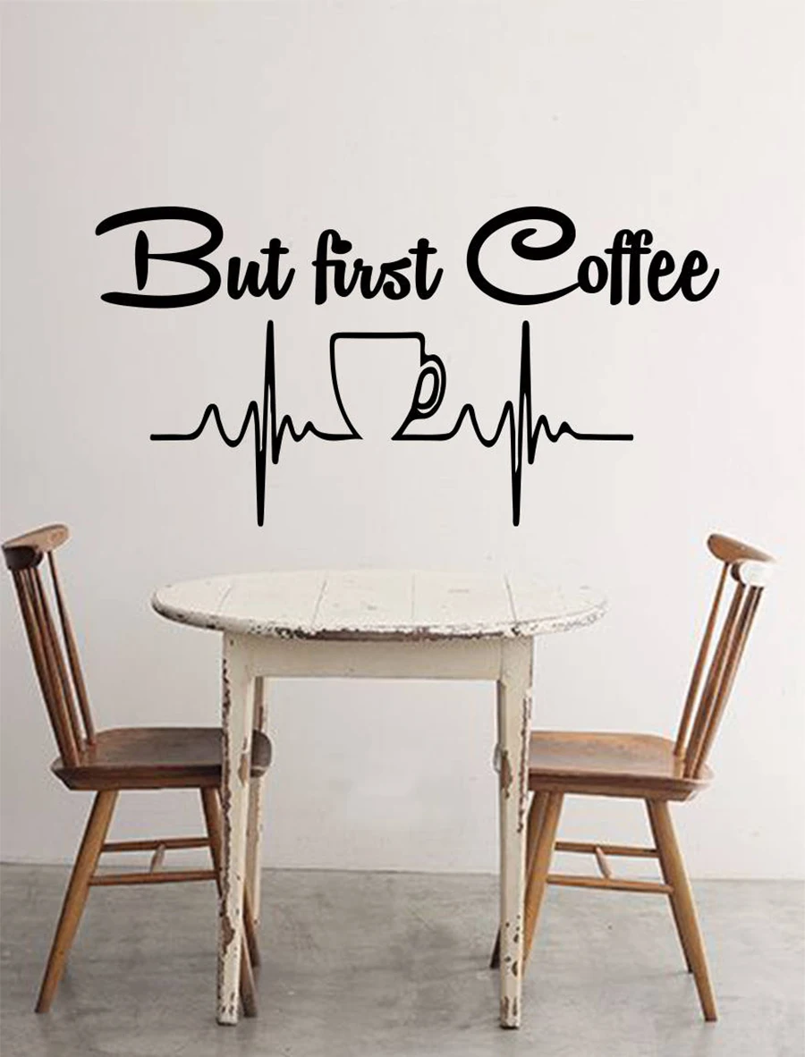 But first coffee Kitchen Decor Wall Decal Vinyl Stickers Coffee Cup Mural Idea Home Decor Dining Cafe Bar Wallpaper D508