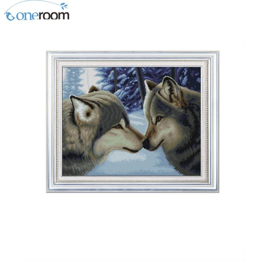 

Needlework,DIY DMC Cross stitch,Sets For Embroidery kits,Precise Printed wolf couples Patterns