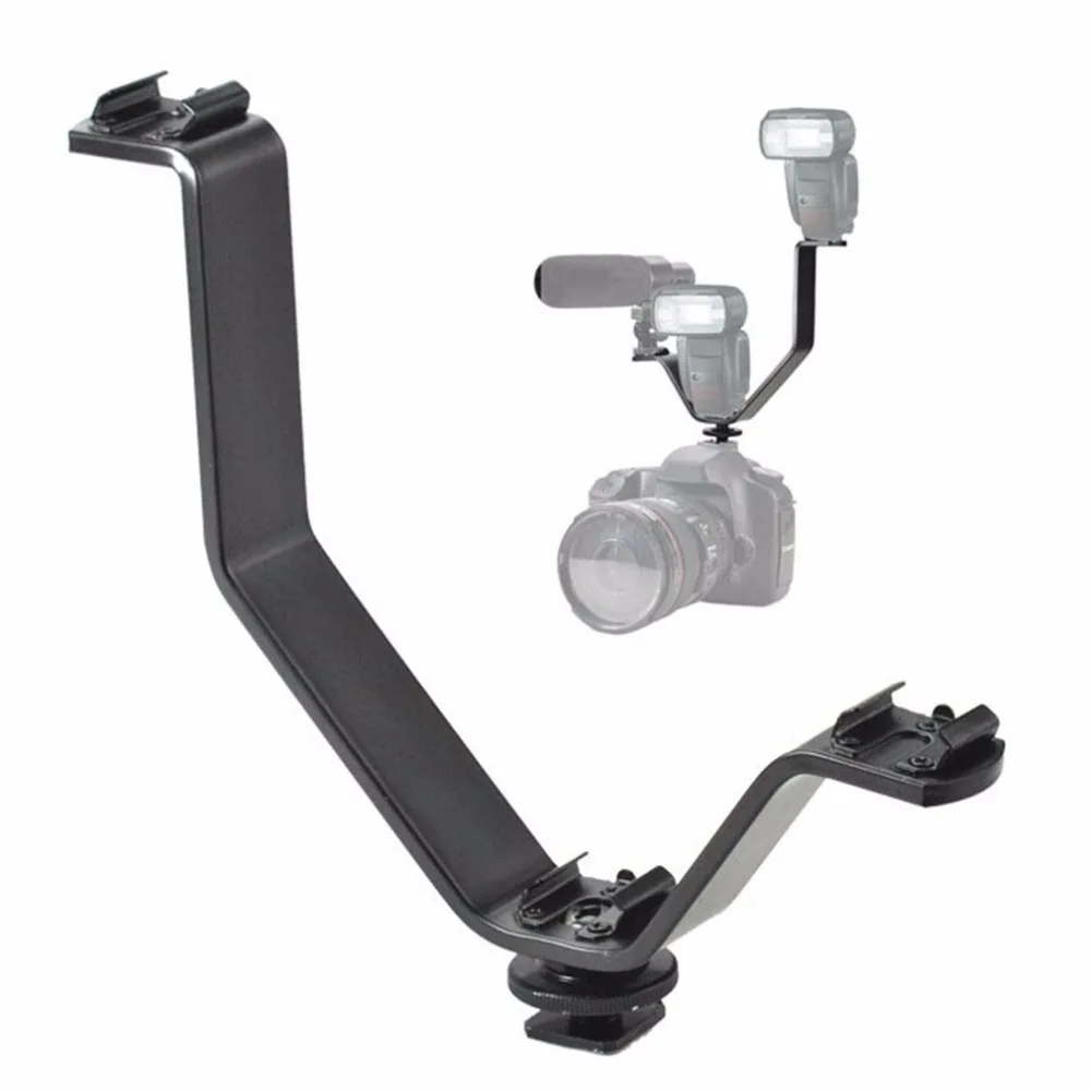 

Heavy-Duty Camera Triple Mount Hot Shoe V Mount Bracket Video Accessory Triple Shoe Bracket for Video Monitors Microphones