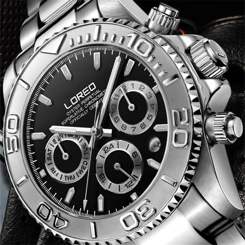 

LOREO Auto Date automatic mechanical watch scratch resistent luminous waterproof calendar fashion men's business watch O79