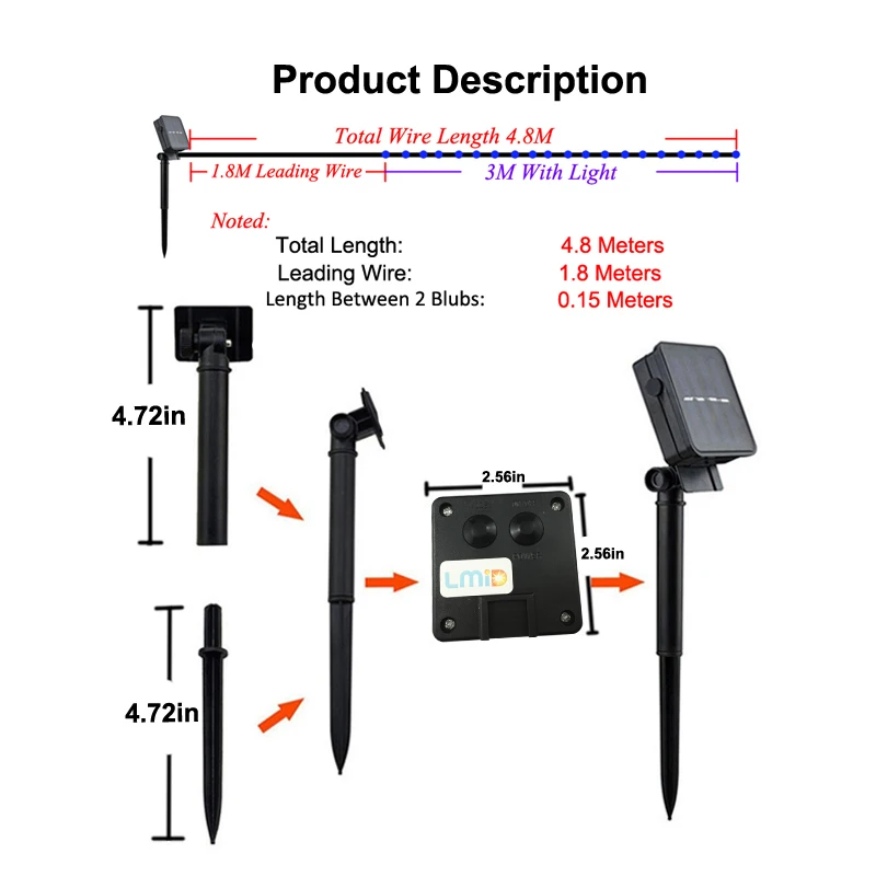 Lampade-solari-4-8-M-15-75FT-20-Led-Farfalla-Variopinta-Ghirlanda-Vacanza-Decorazione-Esterna-Giardino