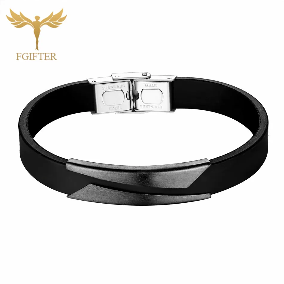 rubber bracelet Крутой мужской браслет здоровья из нержавеющей стали силиконовые браслеты с цепочкой мужские силиконовый браслет Браслет мужской - Окраска металла: rubber bracelet