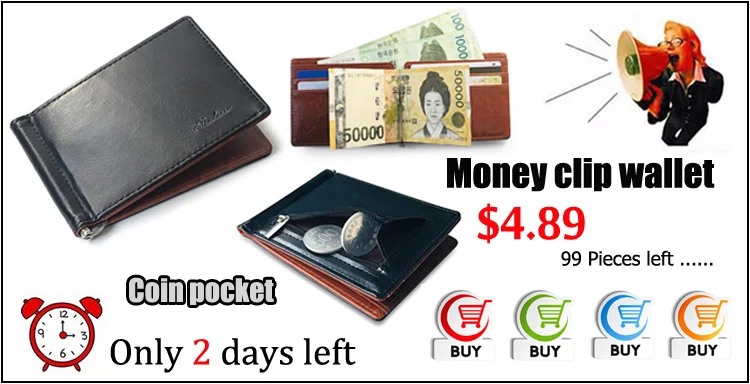 Новый бренд Твердые простой мини для мужчин кожа бумажник на кнопке с металлическим зажимом тонкий кошелек слоты для карт денежных
