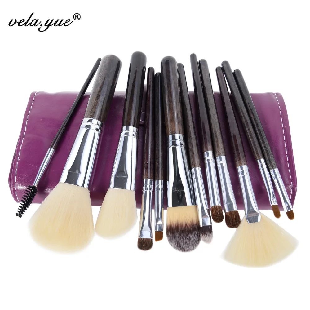 

Professional SABLE HAIR 12PCS Makeup Brushes Set High Quality Cosmetic Tools Kit Free Shipping