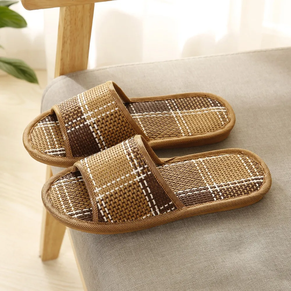 

MUQGEW Hot Style Unisex Cane Slippers Men Women Indoor Household Shoes Flat Slippers Comfortable Platform Flops Sandals Footwear