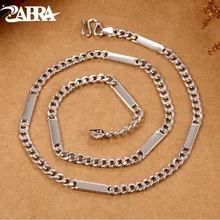 ZABRA Настоящее серебро 925 проба ожерелье s Man звено цепи ожерелье 4 мм ширина 45 см Длина панк классические ювелирные изделия