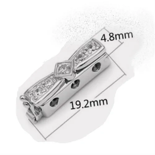 2 3 4 многожильный микро-паве циркония лук-в форме узла стерлингового серебра замок застежки для жемчужных браслетов ожерелья ювелирные изделия SC-CZ059