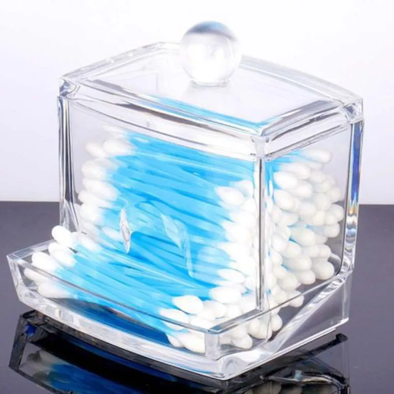 

Clear Acrylic Storage Holder Box Transparent Cotton Swabs Stick Cosmetic Makeup Organizer Case High Quality Hot