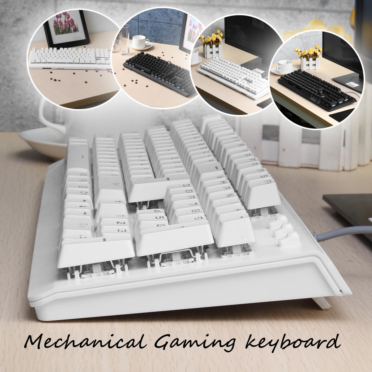 

104 Keys USB Wired Gaming RGB Mechanical Keyboard LED Backlight Blue Switch Pro Gaming Keyboard For PC Laptop Desktop