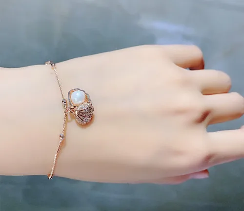 Модный жемчужный браслет в виде ракушки и браслеты для женщин и девочек, подарок, изящные медные цепочки из искусственного жемчуга, циркониевые браслеты