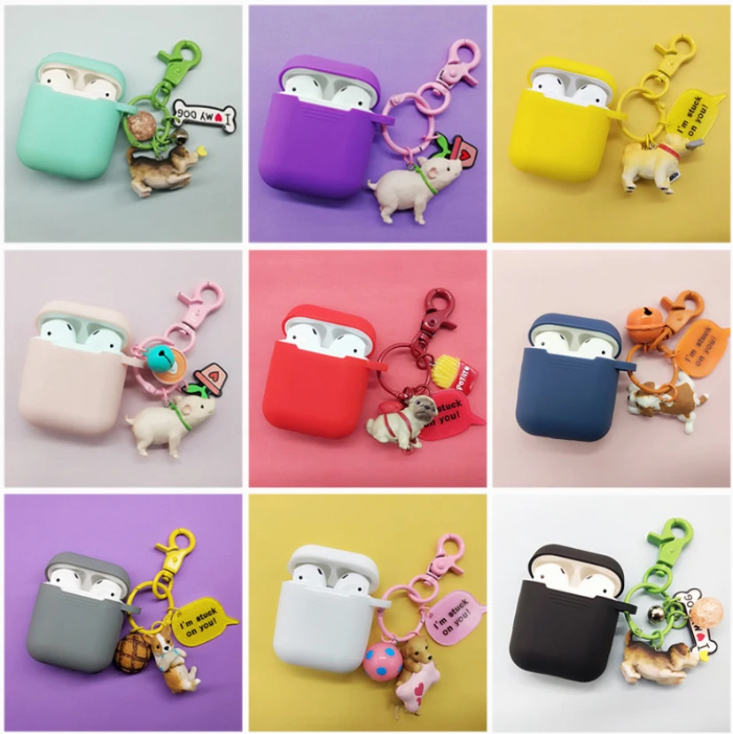 

Cute puppy protector For Airpods Earphone Protective Case for air pods Cases Storage box cartoon dog Decorative keychain