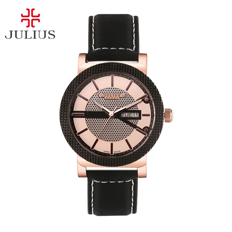 Julius Homme Man Wrist Watch Quartz Hours Top Fashion Dress Bracelet Leather Boy School Birthday Christmas