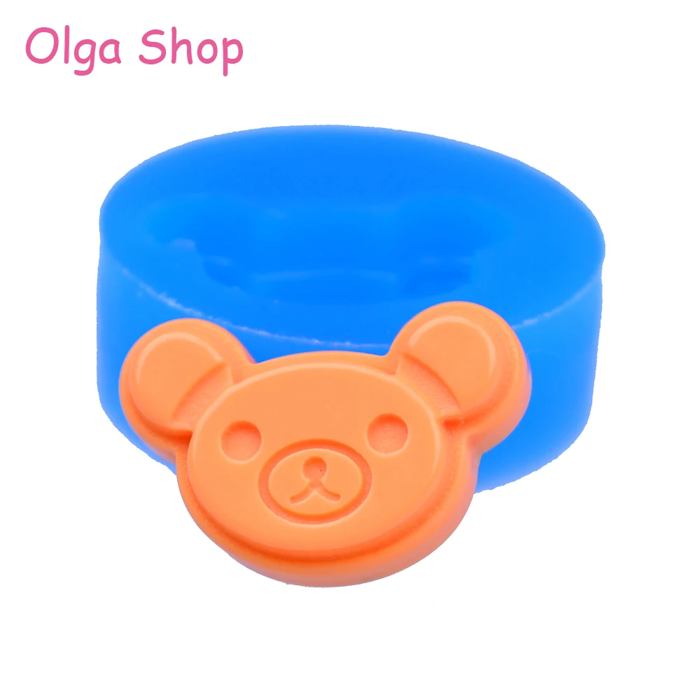 QYL249 Cute Bear Head Silicone Mold Animal Flexible Mold 22mm Chocolate Charms Polymer Clay