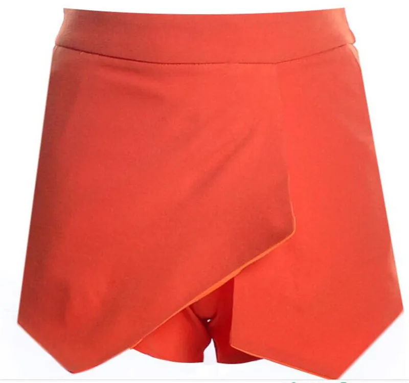 Лоскутные Повседневные плотные шорты для женщин Летние шифоновые европейские XL прямые шорты юбка карманы горячий белый черный - Цвет: Оранжевый