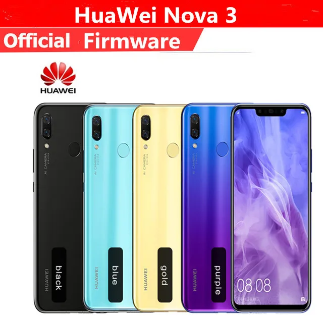 Мобильный телефон HuaWei Nova 3 4G LTE Kirin 970 Android 8,1 6," 2340X1080, 6 ГБ ОЗУ, 128 Гб ПЗУ, МП, распознавание лица, отпечаток пальца