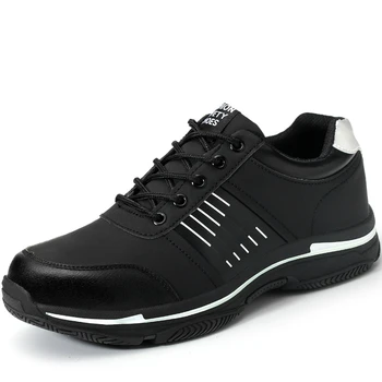 

plus size men's fashion breathable steel toe covers work safety shoes spring autumn genuine leather tooling security boots male