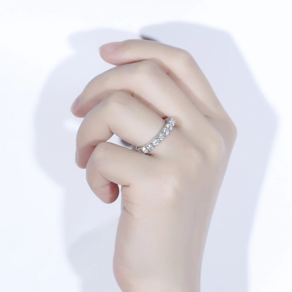 14k white gold ring moissanite eternity wedding band (5)