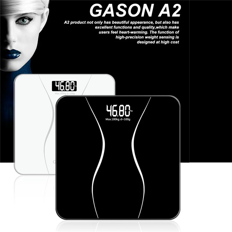 GASON(A2) Ванная комната напольные весы Smart бытовые электронные цифровые тела ожирения ЖК-дисплей HD Дисплей Отдел значение 180 кг = 400lb