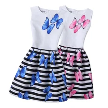 Платье для маленьких девочек; лето ; платье принцессы для девочек; платье принцессы без рукавов с цветочным принтом и бабочками; детская одежда для подростков