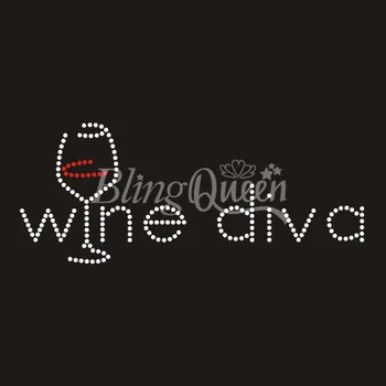 

BlingQueen Hot Fix Rhinestone Crystal Transfer Wine Diva Free Shipping
