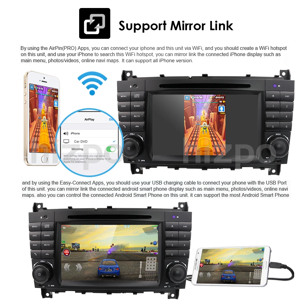 Perfect 2G RAM 16G ROM Android 9.0 7" Car DVD GPS For Mercedes/Benz W203 W209 W219 A-Class A160 C-Class C180 C200 CLK200 dab Free Camera 7