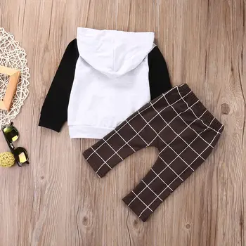 2pcs Toddler Kids Baby Boy Clothes Set OH Boy Hoodies Tops Casual Pants Plaid Clothing Boys Outfits 3