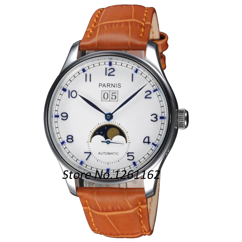Free shipping 43mm Parnis Polit Dial Blue Numbers Automatic Men s Watch PA4316SW