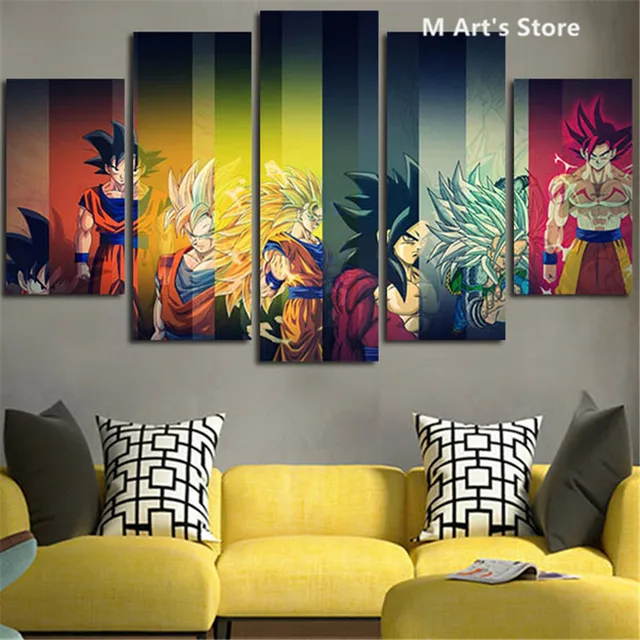 Ruang Tamu Kartun Desainrumahid Ruang Tamu Kartun Lukisan 5 Pesawat Colorful Dragon Ball Poster Cetakan Dinding Seni Gambar