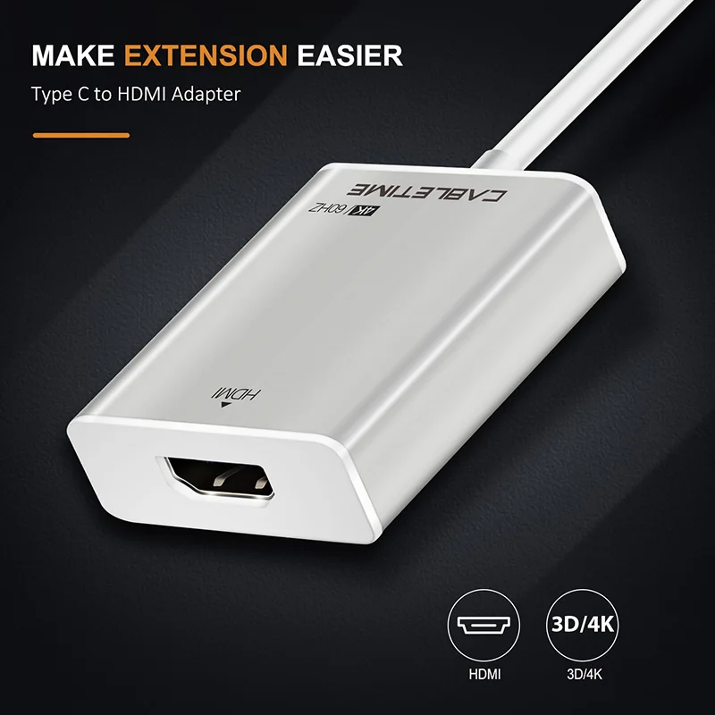 Cabletime USB C HDMI Adapter Type C 3.1 to HDMI 4K 60Hz Converter For Macbook HDTV Samsung Galaxy S9/S8 Note 9 Huawei N125